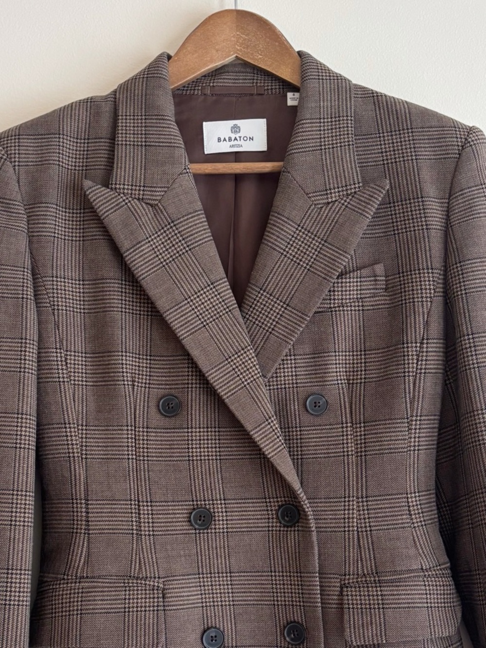 Babaton Aritzia Standout Double Breasted Tyson Check Plaid Blazer Sz 6 Corporate - Picture 3 of 11